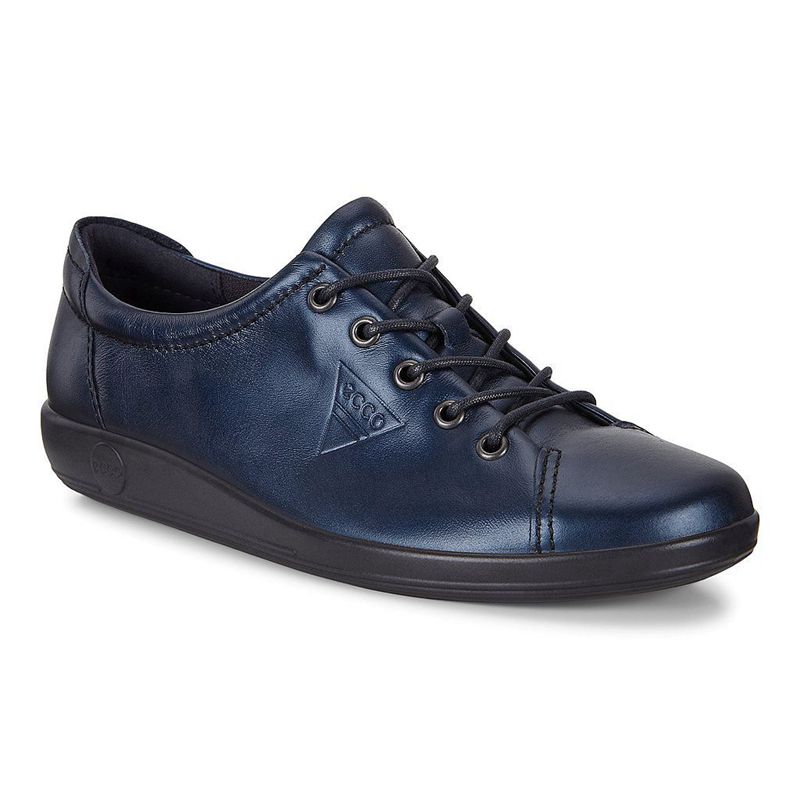 Women Flats Ecco Soft 2.0 - Sneakers Blue - India DNJGXL763